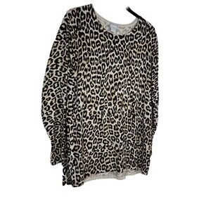 chicos Animal Print Leopard Cheetah Print Knit blouse top shirt 0 S 4 6